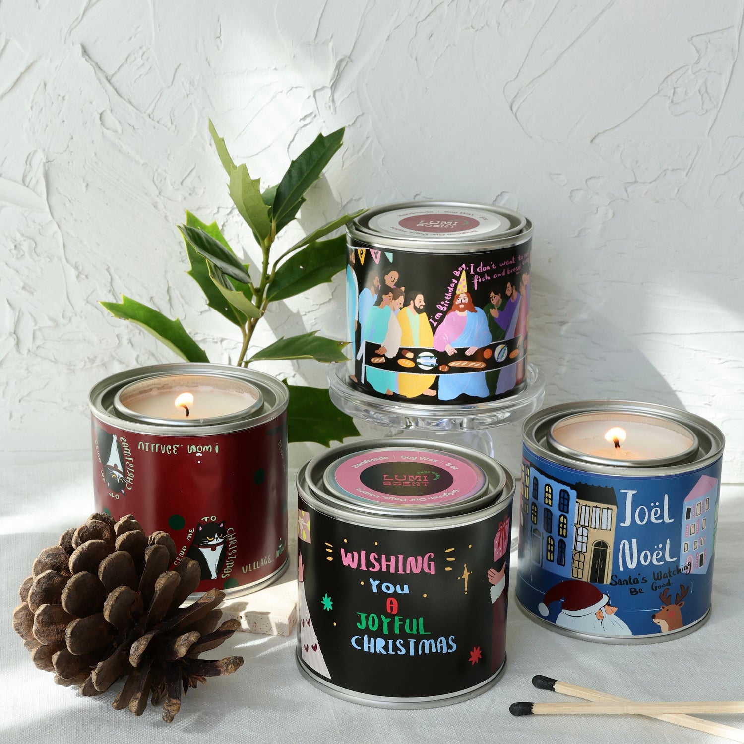 🧑‍🎄Tin Candle Set of 4🧑‍🎄 | Whimsical Edition