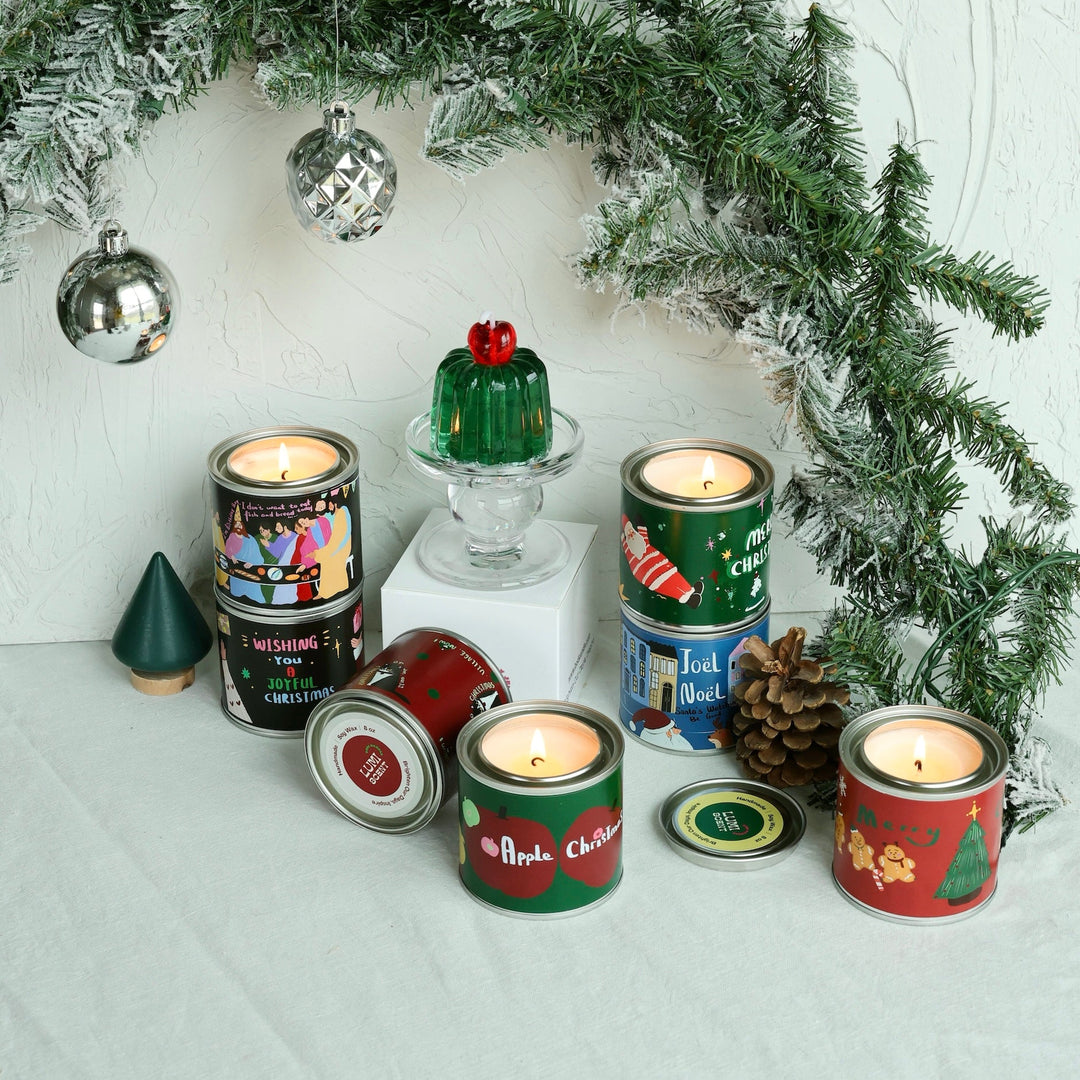 Holiday Deluxe Set– 7 Tin Candles + 1 Jelly Candle